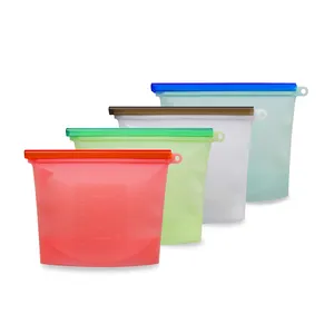 Most Popular 2019 BPA Free Reusable Leak Proof Silicone Food Storage Bagの1000ミリリットルLogo Printing