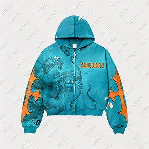 Sudadera con Capucha Estampada de Invierno con Lavado Ácido, 100% Algodón, Estilo Urbano para Hombre, con Cremallera, Impermeable, Extra Grande, con Apliques Vintage - Product Image 3