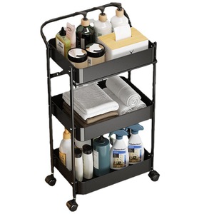 Cesta para Cochecito GQK Moderna de Acero Inoxidable 201 + ABS, Estante de Almacenamiento Plegable Multifuncional con Ruedas para Cocina, Dormitorio, Móvil - Product Image 2