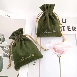 Custom Logo Green Velvet Gift <b>Bags</b> Thicker Soft Jewelry Pouch for Watches Necklaces Economical <b>Dust</b> Sack for Weddings Parties - Product Image 6