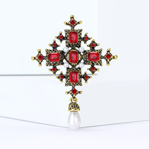 Broche de Lujo Personalizado con Cruz y Espada, Chapado en Oro Antiguo, con Pedrería de Aleación y Perlas Simuladas, para Boda, Tendencia 2026 - Product Image 6