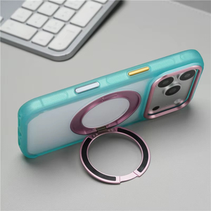 เคสโทรศัพท์แม่เหล็กแบบด้านหรูหราสำหรับ iPhone 17 15 16 Pro Max พร้อมการปกป้อง 360 องศา °   ขาตั้งแหวนพร้อมปุ่มสัมผัส AI ฝาครอบกันกระแทก - Product Image 5