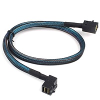 Kabel SFF-8643 ke SFF-8643 Mini SAS HD 12Gbps Sudut Kanan 0.8M untuk Server Pengontrol RAID