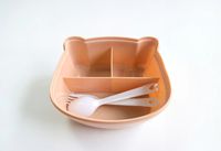 Boîte à bento mignonne en forme d'ours à 3 compartiments avec cuillère et fourchette assorties, récipient à lunch anti-fuite pour enfants et adultes