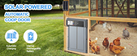 Porte automatique de poulailler à énergie solaire, affichage LCD Porte automatique de poulailler avec minuterie et capteur de lumière Mix 4Modes
