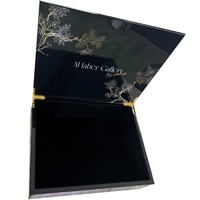 Boîte cadeau en bois de luxe avec finition laquée noire piano personnalisée, vente chaude, pour chocolats et dattes, usage polyvalent, marché de Dubaï