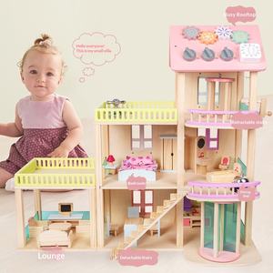 Nouveauté : Maison de poupée en bois à construire soi-même à 3 étages, unisexe, jeu de rôle, ensemble de meubles, cadeau, jouet DIY - Product Image 1