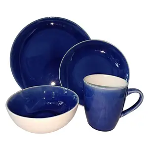 Оптовая продажа, новая синяя градиентная художественная тарелка, нордическая керамическая посуда, стейк, паста, тарелка для домашнего отеля, салат, фруктовый рис, набор мисок для лапши