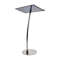 Lucite acrylique noir Podium chaire pupitre plate-forme de podium incurvée La partie centrale en acrylique est faite de podium en plexiglas en acier