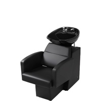 Chaise de lavage de cheveux haut de gamme à cadre métallique réglable avec pédale et bassin en céramique, idéale pour salon – Meilleure vente