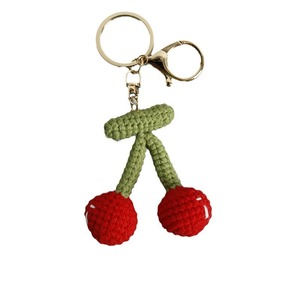 Porte-clés en crochet de la série Fruits Mignons, faits main, tricotés, motifs pastèque, fraise, cerise, pendentif pour clés de voiture - Product Image 5