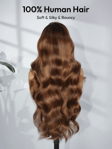 Perruque <span class=keywords><strong>Cheveux</strong></span> Humains Châtain Brun avec Mèches <span class=keywords><strong>Caramel</strong></span> HD 13x6 Ondulée Lâche Sans Colle Haute Densité avec Ligne de <span class=keywords><strong>Cheveux</strong></span> Améliorée - Product Image 5