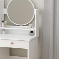 Meja Rias Kayu dan Kain dengan Desain Panel Berlampu untuk Penggunaan di Kamar Tidur Apartemen Hotel-Grosir