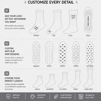 Chaussettes de yoga jacquard pour femmes avec revers côtelé souple, en coton, antidérapantes, pour Pilates et Barre