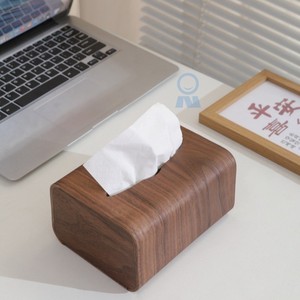 Caja de pañuelos de madera de nogal, diseño moderno, almacenamiento práctico para escritorio de oficina - Product Image 1