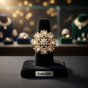 Anillo de Cóctel Ajustable de Lujo Chapado en Oro con Diamantes Americanos Florales para Mujer |   Anillo de Zirconia Cúbica AAA | - Product Image 2