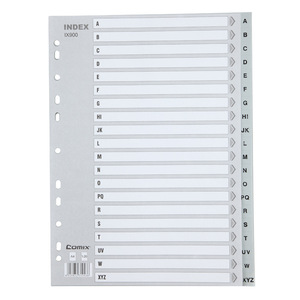 Comix Index Paper IX900 A4, accessoire de classement avec intercalaires alphabétiques en plastique à 11 trous - Product Image 1