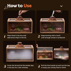 Kit de Ahumador de Bourbon Moderno y Ecológico de Acero Inoxidable y Melamina para Regalo de Hombre, Pistola para Ahumar Whisky, Bandeja para Alimentos, Virutas de Madera, Bar - Product Image 3