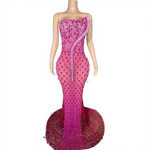 Nouvelle robe de soirée en strass et paillettes pour femmes, robe longue de style A, élégante, décontractée d'été, respirante, luxueuse - Product Image 3