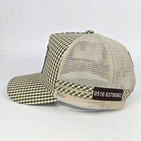 Casquette Trucker Personnalisée à Motif Vache Gingham, Broderie Bovin Style Western, Casquette Snapback en Maille, Fabrication OEM