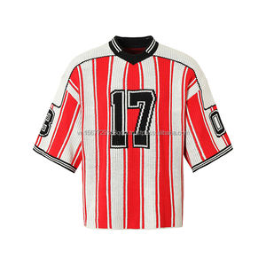 Vêtements pour hommes 2026 Nouvelle tendance Marque Maillot de football à manches courtes Rayé Color Block Col rond Pull 100% Acrylique - Product Image 5
