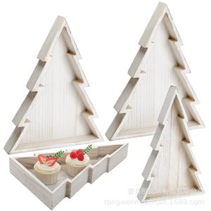 Bandeja de madera con forma de árbol de Navidad, plato de frutas de madera maciza, decoración de escritorio para fiestas navideñas - Product Image 5