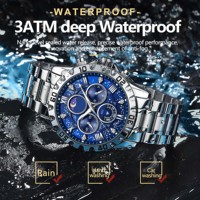 Montre chronographe à quartz pour homme, luxe, mode, personnalisable avec logo, ODM, OEM, acier inoxydable, cadran en cristal saphir, aiguilles lumineuses, 3BAR