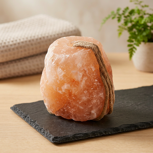 Bloc de sel de l'Himalaya biologique, forme ronde, qualité supérieure, certifié HACCP, pour l'élevage de bétail, chevaux et chiens, avec corde de suspension - Product Image 1