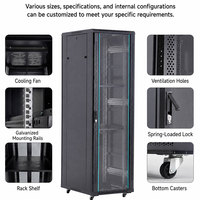 Armoire de serveur réseau OEM 19 pouces en acier laminé à froid, armoire de centre de données sur pied avec porte verrouillable en verre, personnalisable