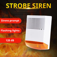 Sirena de Luz Estroboscópica Personalizada de 128dB, DC9-28V, Carcasa Blanca, Indicador LED Rojo, Alarma Cableada Impermeable