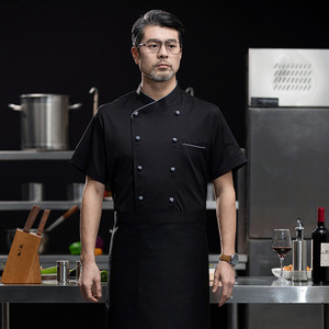 Respirant grande taille à manches longues et courtes hommes été salle à manger pâtisserie cuisson gâteau vêtements cuisine vêtements Chef uniforme pour hommes - Product Image 5