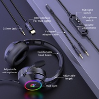 Auriculares para Juegos ONIKUMA K9 con Sonido Envolvente 7.1 de 3.5 mm, Iluminación RGB, Resistentes al Agua IPX5, Dinámicos y Extraíbles, para Teléfono Móvil