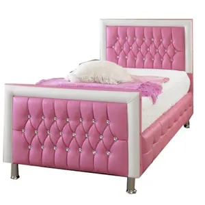 Customized headboards luxury bed single size bed diamond girl bedroom furniture faux soft PU leather double bed