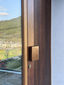 Modernes Outdoor-Design Afrikanisches <span class=keywords><strong>Teak</strong></span> Minimalist ische Außentür mit Bar Design Holztür mit Log-Textur - Product Image 5