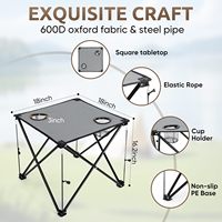 Ensemble de 3 chaises de plage pliantes, chaises de camping modernes noires pliables et table grise, mobilier d'extérieur léger et portable