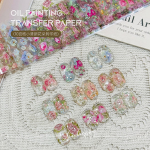10 grilles d'autocollants de transfert pour ongles, motifs Printemps-Été, Peinture à l'huile Monet, Rose Rétro, Floral, <span class=keywords><strong>Versailles</strong></span> et Pois - Product Image 6