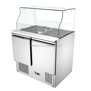 2 türen salat kühlschrank mit glas abdeckung, kommerziellen salat kühlschrank - Product Image 1