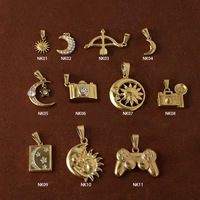 Pendentif caméra cachée vintage plaqué or 24 carats en acier inoxydable cupidon flèche soleil lune breloque