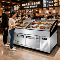 Réfrigérateur de préparation de salades et sandwichs Mega Top en acier inoxydable 304 robuste, 2 portes, refroidissement par ventilateur, comptoir réfrigéré pour pizzeria et restauration rapide
