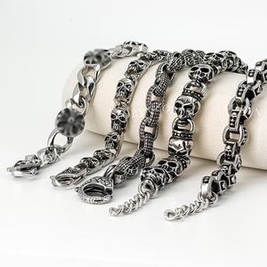 <b>Mens</b> Stainless Steel Cuban Link Bracelet Heavy Duty Black Oxidized Retro Gothic Punk Biker Style Jewelry Adjustable for <b>Men</b> - Product Image 3