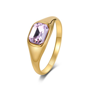 Instagram-worthy, trendy, high-end square diamond <b>ring</b> for women, made of <b>titanium</b> steel with gold plating, featuring a sweet an - Product Image 5