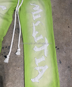 Pantalon de survêtement surdimensionné à jambe large et droite, 100 % coton, 400 g/m², taille élastique, avec rivets et strass - Product Image 3