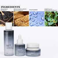 Ensemble de soins de base au riz noir fermenté : Tonique, sérum et crème anti-rides au riz noir