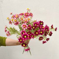 Bunga Buatan Gaya Alami Rustic, Krisan Bertangkai Panjang, Bunga Daisy Liar Kecil, Dekorasi Pernikahan Rumah, Rangkaian Bunga