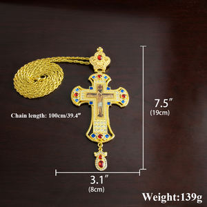 HT Grande Taille Église Orthodoxe Croix Collier Or Mode Or Argent Plaqué Résine Jésus Crucifix Prêtre Orthodoxe pour la Prière - Product Image 2