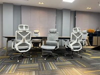 Chaises de bureau ergonomiques pivotantes de luxe avec appui-tête, dossier haut, chaise d'ordinateur noire en maille, accoudoir 3D