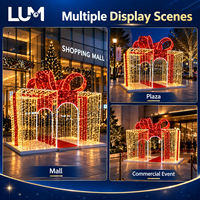 Boîte cadeau double Luming de 4 m de haut avec éclairage LED et cadre en aluminium peint pour motif lumineux de Noël