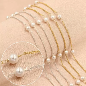 Chaîne en or véritable 14 carats rempli de perles <span class=keywords><strong>SWAROVSKI</strong></span> pour la fabrication de bracelets et de colliers en DIY, vente en gros de chaîne en or 14 carats rempli de perles - Product Image 2