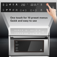 Horno Freidora de Aire Digital Eléctrico de 25 Litros de Acero Inoxidable con 10 Programas Preestablecidos, Horno Tostador Doméstico