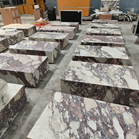 Prix d'usine, marbre Calacatta Viola naturel de 5 mm, composite de granit de 13 mm, socle en cube, table d'appoint italienne Viola pour chambre à coucher